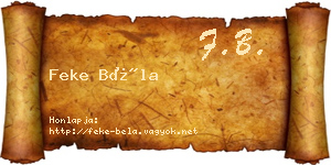 Feke Béla névjegykártya